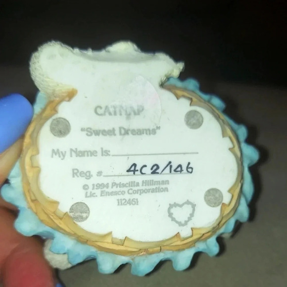 Enesco Patricia Hillman Catnap Sweet Dreams Kitten Figure Calico Kittens - Picture 3 of 4